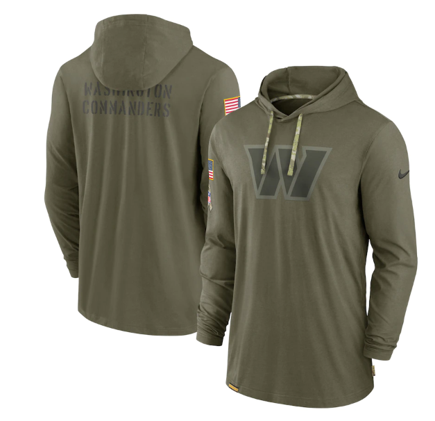 Men's Washington Commanders 2022 Olive Salute to Service Tonal Pullover Hoodie Men's Washington Commanders 2022 Olive Salute to Service Tonal Pullover Hoodie